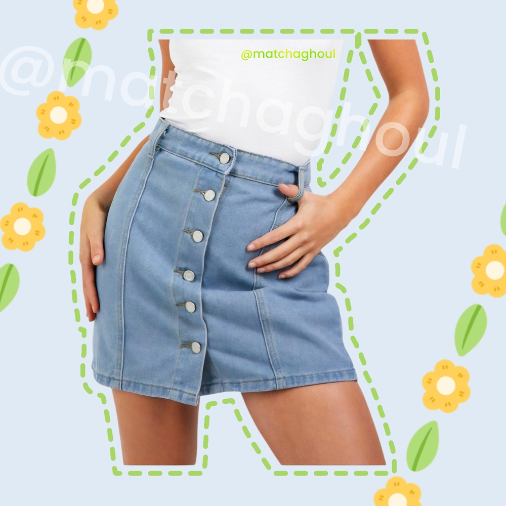 💙 Denim Button-Front Mini Skirt